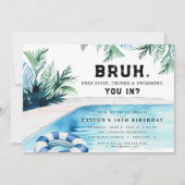 ブルーボーイプールパーティー誕生日パーティー 招待状 (正面)