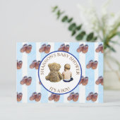 ブルーボーイベビーとテディベア赤ちゃんシャワー 招待状 (スタンド正面)