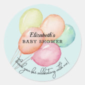 ブルーボーイベビーシャワーの水彩風船 ラウンドシール (正面)
