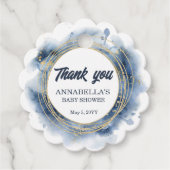 ブルーボーイベビーシャワーラウンドメッセージカード フェイバータグ (正面)