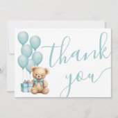 ブルーボーイベビーシャワー待つことができる サンキューカード (正面)