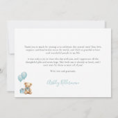 ブルーボーイベビーシャワー待つことができる サンキューカード (裏面)