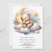 ブルーボーイベビーシャワー待つことができる 招待状 (正面)