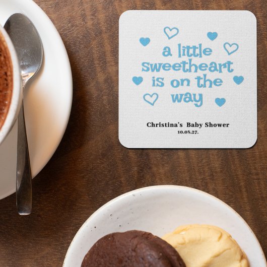 ブルーボーイベビーシャワー スクエアペーパーコースター