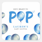 ブルーボーイベビーポップ・アートのシャワーを吹き付ける準備ができている スクエアシール (正面)