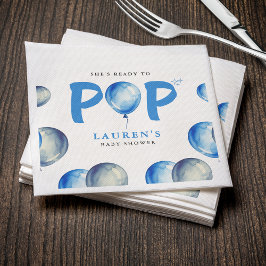 ブルーボーイベビーポップ・アートのシャワーを吹き付ける準備ができている スタンダードカクテルナプキン