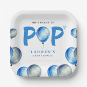 ブルーボーイベビーポップ・アートのシャワーを吹き付ける準備ができている ペーパープレート (正面)