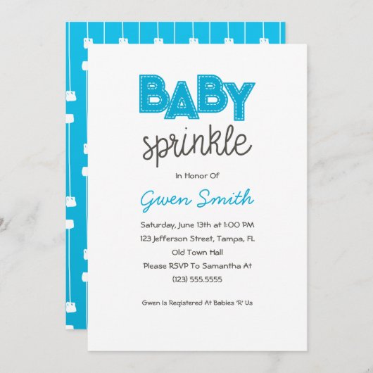 ブルーボーイベビー振りかける招待状 招待状 (正面/裏面)