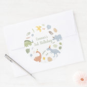 ブルーボーイボホ恐竜誕生日 ラウンドシール (封筒)