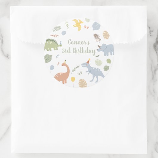 ブルーボーイボホ恐竜誕生日 ラウンドシール (バッグ)