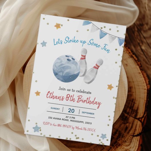 ブルーボーイボーリング誕生日招待状 招待状