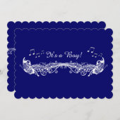 ブルーボーイミュージカルバタフライベビーシャワー招待状 招待状 (正面/裏面)