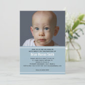 ブルーボーイモダンバプティスフォト招待状 招待状 (スタンド正面)