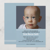 ブルーボーイモダンバプティスフォト招待状 招待状 (正面/裏面)