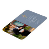 ブルーボーイモダンファースト聖餐式写真写真 マグネット (左側)