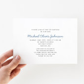 ブルーボーイモダン写真バプテスマ 招待状