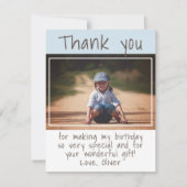 ブルーボーイモダン写真誕生日ありがとう カード (正面)