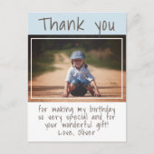 ブルーボーイモダン写真誕生日ありがとう ポストカード (正面)