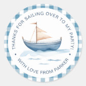 ブルーボーイモダン航海の1歳の誕生日 ラウンドシール (正面)