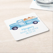 ブルーボーイリトルカボチャかわいい赤ちゃんシャワー スクエアペーパーコースター (アングル)