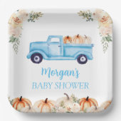 ブルーボーイリトルカボチャかわいい赤ちゃんシャワー ペーパープレート (正面)