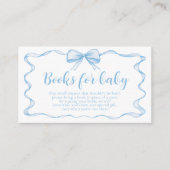 ブルーボーイリボン赤ちゃんシャワーブックベビー エンクロージャーカード (正面)