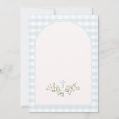 ブルーボーイワイルドフラワーモダンズ《キリスト教》洗礼式や命名式ギンガム 招待状 (裏面)