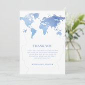 ブルーボーイワールドマップトラベルアドベンチャーベビーシャワー サンキューカード (スタンド正面)