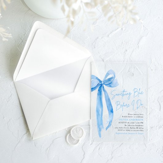 ブルーボーイング何か青い前に私はブライダルシャワー アクリル招待状