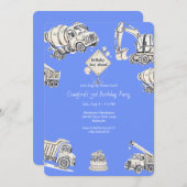 ブルーボーイ建築誕生日パーティー 招待状 (正面/裏面)