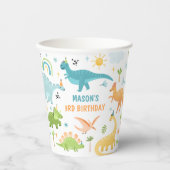 ブルーボーイ恐竜の誕生日パーティー 紙コップ (正面)