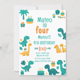 ブルーボーイ恐竜4th誕生日招待状 招待状