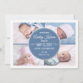 ブルーボーイ生まれたばかりのフォトコラージュ誕生のお知らせ (正面)