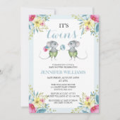 ブルーボーイ男女兼用&ボーイツインズベビーシャワー 招待状 (正面)