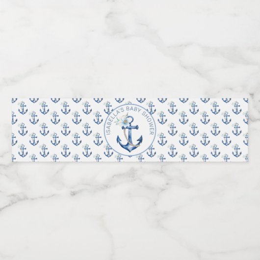 ブルーボーイ航海のベビーシャワー水筒ラベル | ペットボトルラベル (シングルラベル)