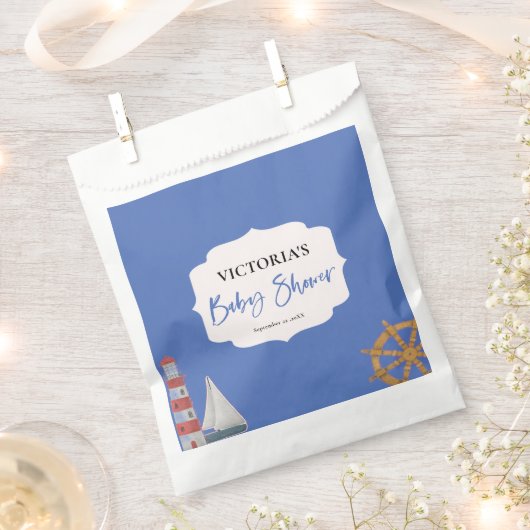 ブルーボーイ航海のベビーシャワー フェイバーバッグ (クリップ留めされた状態)