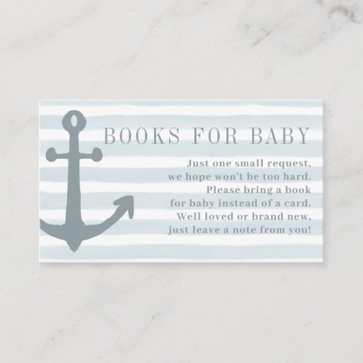 ブルーボーイ航海の赤ちゃんシャワーベビー本 エンクロージャーカード (正面)