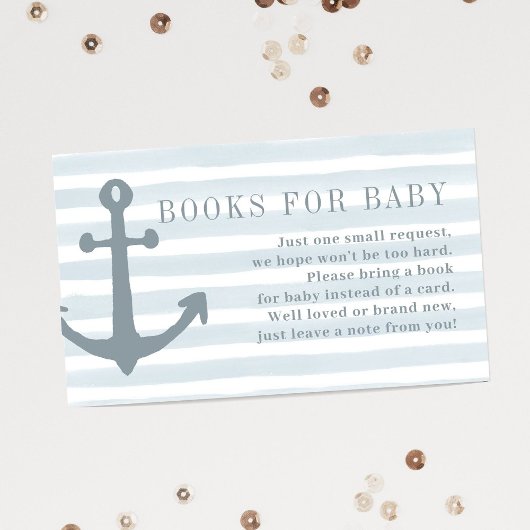 ブルーボーイ航海の赤ちゃんシャワーベビー本 エンクロージャーカード