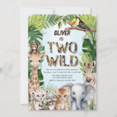 ブルーボーイ2歳の誕生日ワイルドサファリテーマ 招待状 (正面)