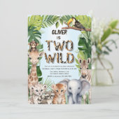 ブルーボーイ2歳の誕生日ワイルドサファリテーマ 招待状 (スタンド正面)