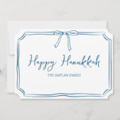 ブルーボーエレガントハッピーハパーソナライズされたヌカー カード (正面)