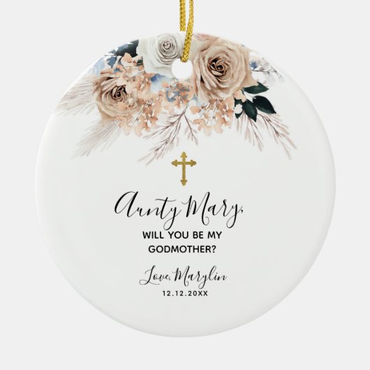 ブルーボーエレガントホフローラお前が私のゴッドマザーになる セラミックオーナメント (正面)