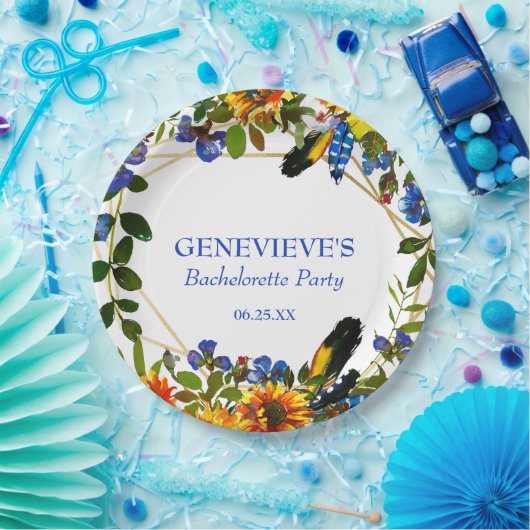 ブルーボーエレガントホフローラバチェロレッテ ペーパープレート (パーティー)