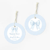 ブルーボーギンガム男の赤ちゃんシャワ感謝していーユー フェイバータグ