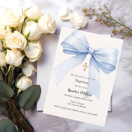 ブルーボークリームボーイバプテスマ 招待状