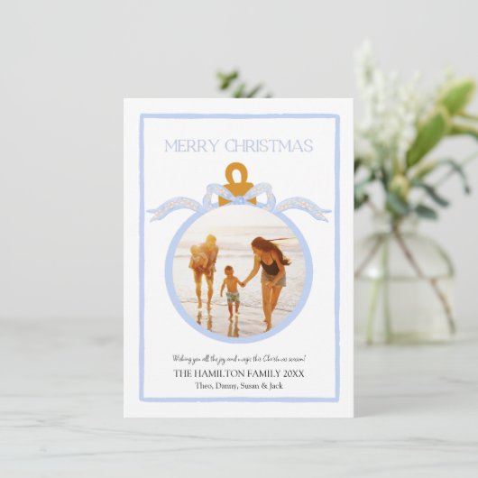 ブルーボーコケットウェッジウッドクリスマスフォトカード シーズンカード (スタンド正面)