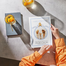 ブルーボーコケットウェッジウッドクリスマスフォトカード シーズンカード