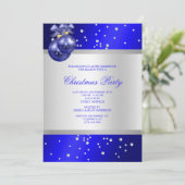 ブルーボースタイリッシュブル&パールのクリスマス 招待状 (スタンド正面)