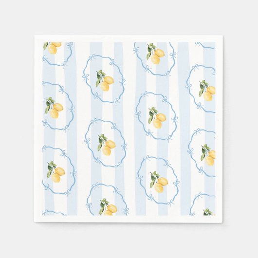 ブルーボーズイエローレモンベビーシャワー スタンダードカクテルナプキン (正面)