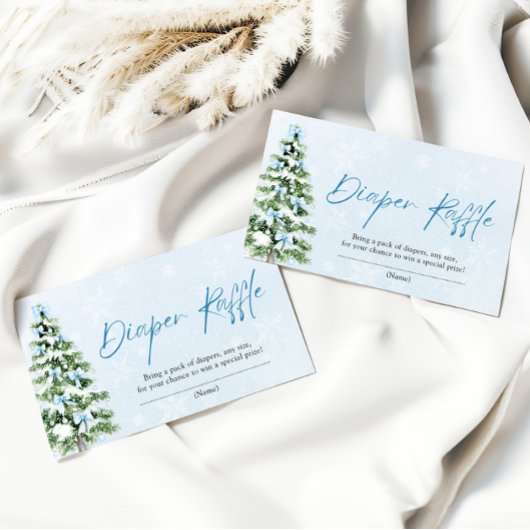 ブルーボーズクリスマスツリーおむつラッフルベビーシャワー エンクロージャーカード